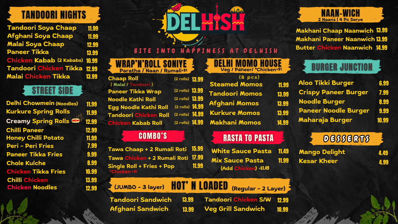 DELHISH food menu